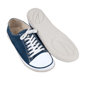 Sneakers fatte a mano a piedi nudi: scarpe da uomo in pelle nabuk con punta larga