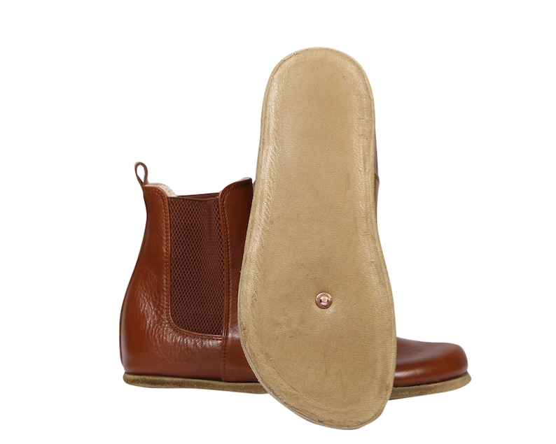 Women Handmade CHELSEA Boots Zero Drop Barefoot BROWN Smooth Etsy
