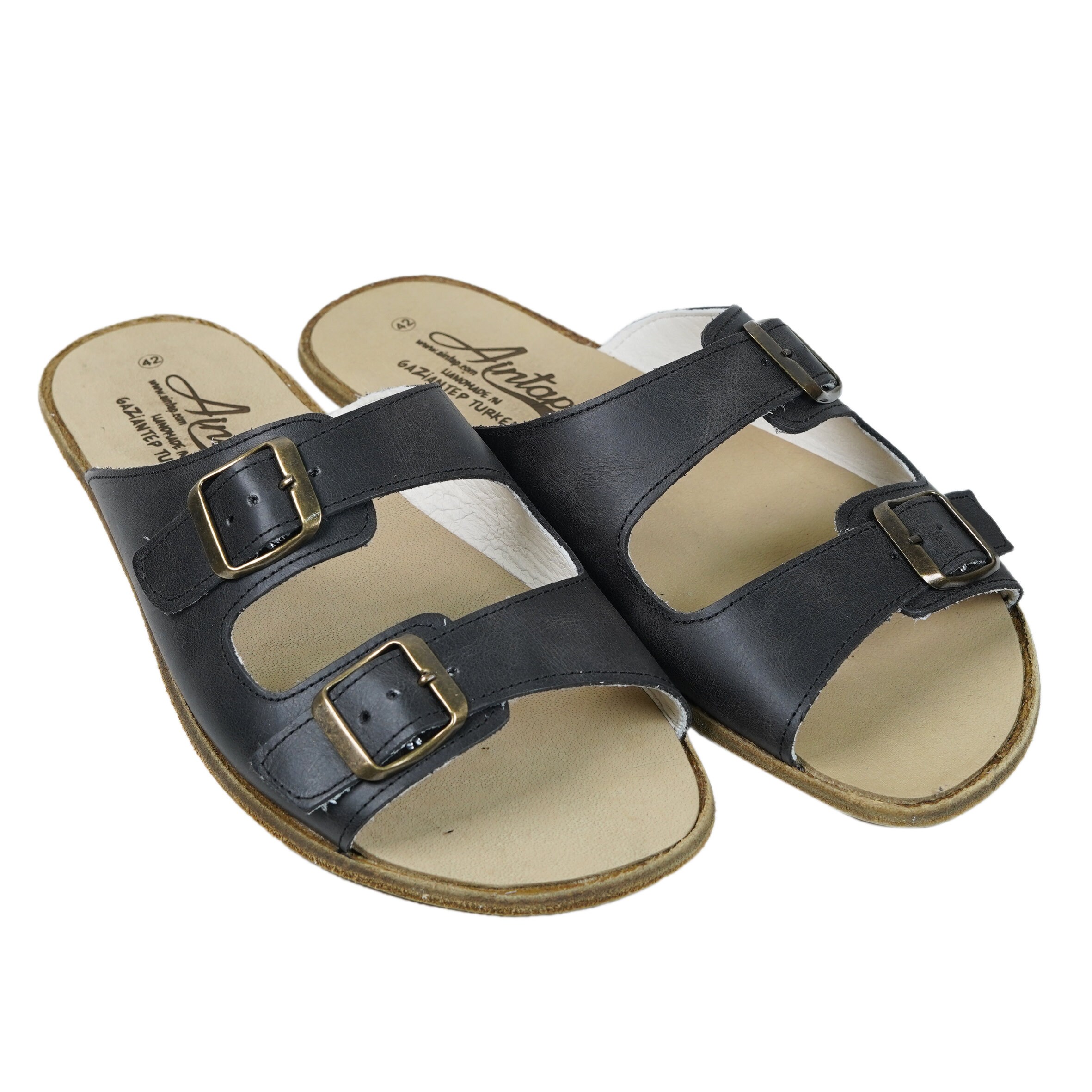 Men Double Strap & ,buckle Barefoot Sandals BLACK-ASPHALT