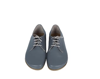 MEN Oxford Barefoot GRAY ColorLeather Handmade Classic Yemeni Shoes, Natural, Colorful, Slip-On
