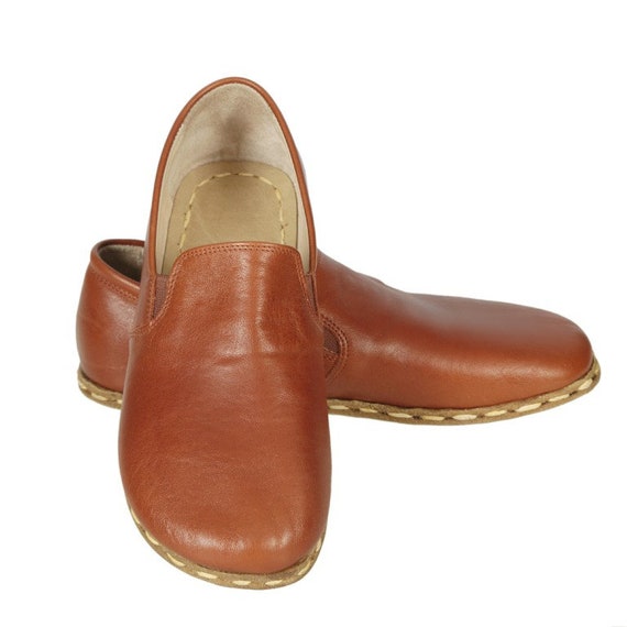 MEN Barefoot Brown Leather Handmade Sport Yemeni Shoes  display picture 3