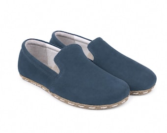 MEN Barefoot JEANS NUBUCK Leather Sport Slip On Shoes, Comfort & Style: Handmade