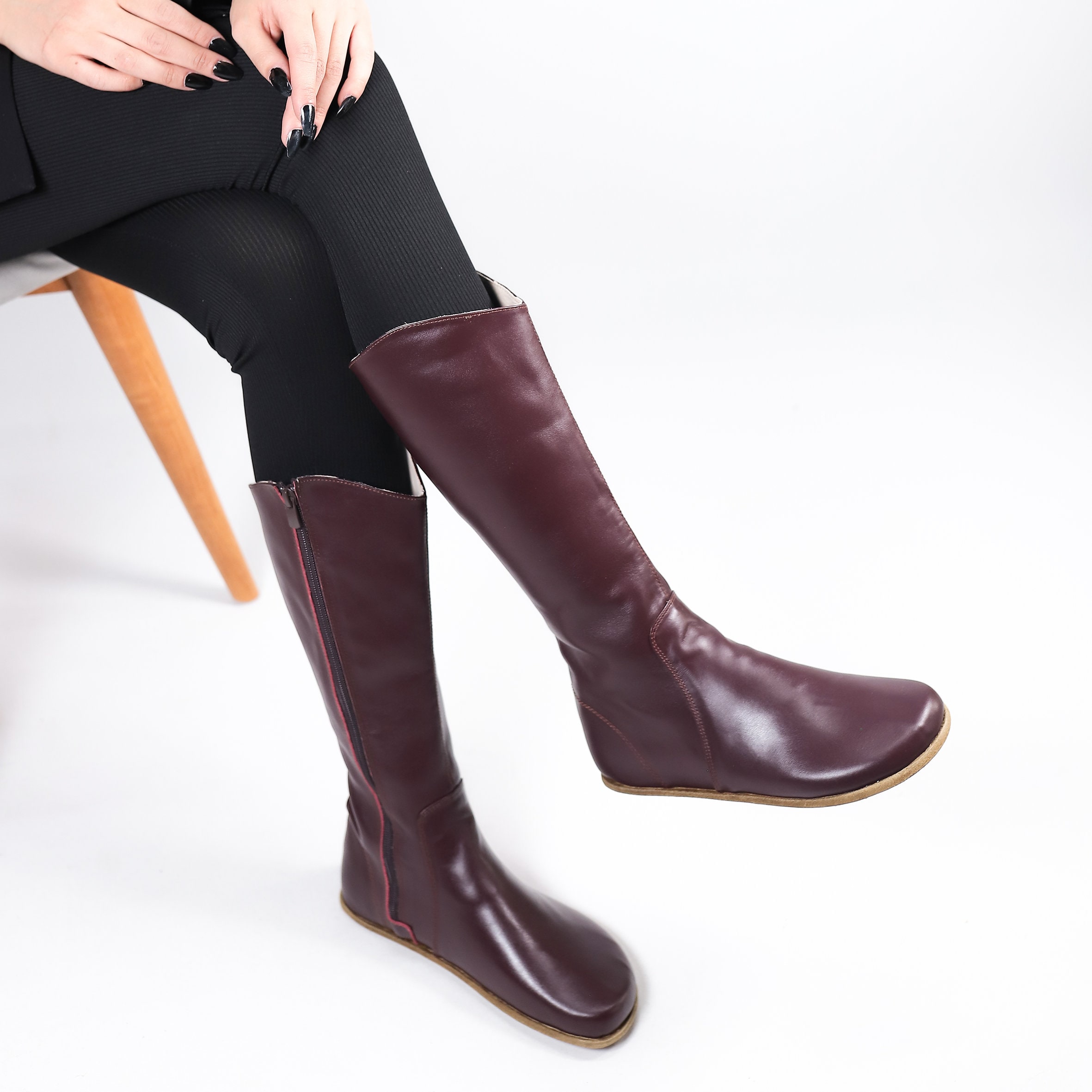 Burgundy Knee Boots Canada