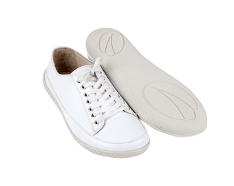 MEN Wider Converse Style Shoe, Handmade, Zero Drop, Barefoot All WHITE Smooth Leather, Natural, Colorful,Leather Insole, 6mm Rubber Outsole