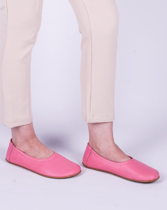 Flat Ballet Barefoot Zero Drop PINK SMOOTH Leather