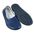 Flat Ballet Barefoot Zero Drop NAVY BLuE SMOOTH Leather Ballerinas, Leather Handmade Shoes, Slip-On Slip-On 6mm Rubber Outsole