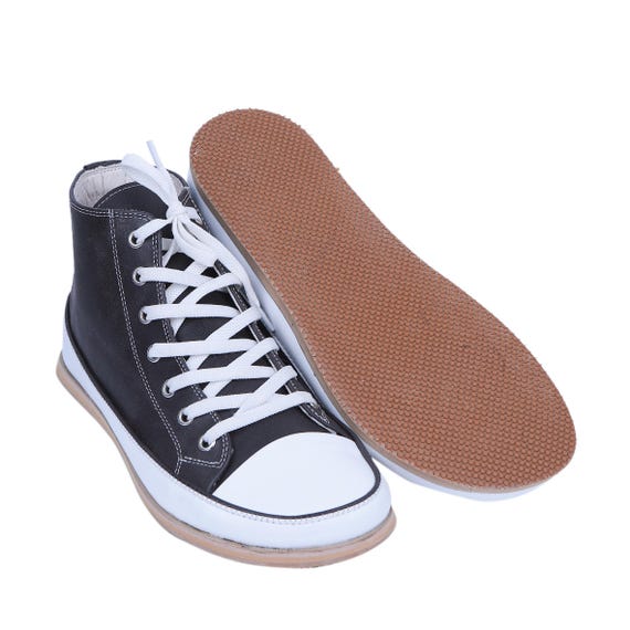 Handmade Barefoot Leather High Top Sneakers Women's Zero Drop