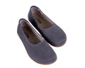 Gray Nubuck Leather Barefoot Ballerinas: Handmade Zero Drop Slip-Ons