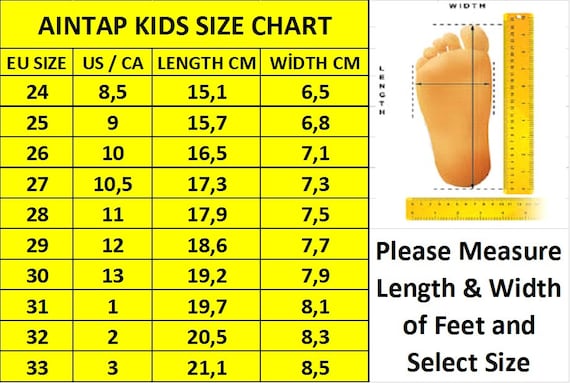kids size footwear