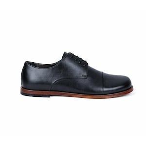 Men's Barefoot BLACK TOLEDO Leather Oxford Shoes, Classic Comfort & Style: Handmade, Moccasins image 3
