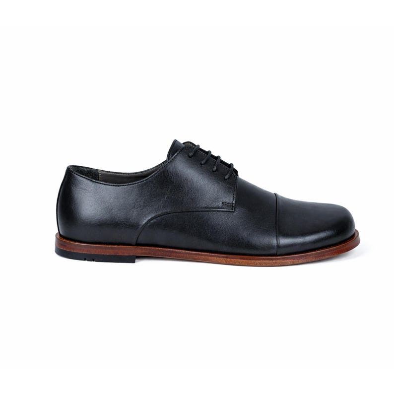 Men's Barefoot BLACK TOLEDO Leather Oxford Shoes, Classic Comfort & Style: Handmade, Moccasins image 3
