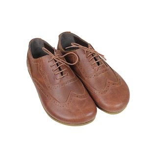 HEREN Blote voeten OXFORD, mocassinschoenen voor zakenman BRUIN Crazy Leather Handgemaakt Zero Drop, formele oxford-jurk met veters