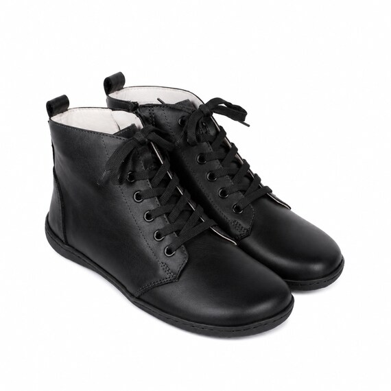 ladies ankle dress boots Women's Barefoot BLACK SMOOTH Leather Shoes, Classic Comfort & Style: Handmade, Soft and Flexible Rubber Outsole sa_sub_category: camis