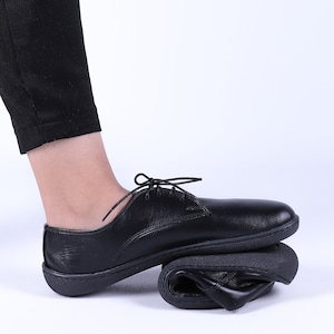 MEN Zero Drop Oxford Barefoot BLACK SMOOTH Leather Handmade Shoes, Natural, Colorful, Slip-On 5mm RuBBER OuTSOLE image 6