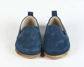 Kids Barefoot Nubuck Leather Slip-On Shoes: Handmade Yemeni Style