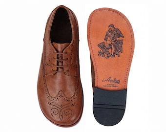 Chaussures richelieu en cuir pour femmes, pieds nus, marron TOLEDO, style et confort classiques : faits main, mocassins