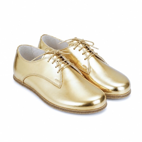 comfortable gold dress shoes for women Barefoot BRIGHT Leather Oxford Shoes, Classic Comfort & Style: Handmade, Moccasins heels gold shoes for women