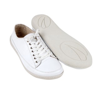 Women Wider Converse Style Shoe, Handmade, Zero Drop, Barefoot All WHITE Smooth Leather, Colorful, Leather Insole, 6mm Rubber Outsole