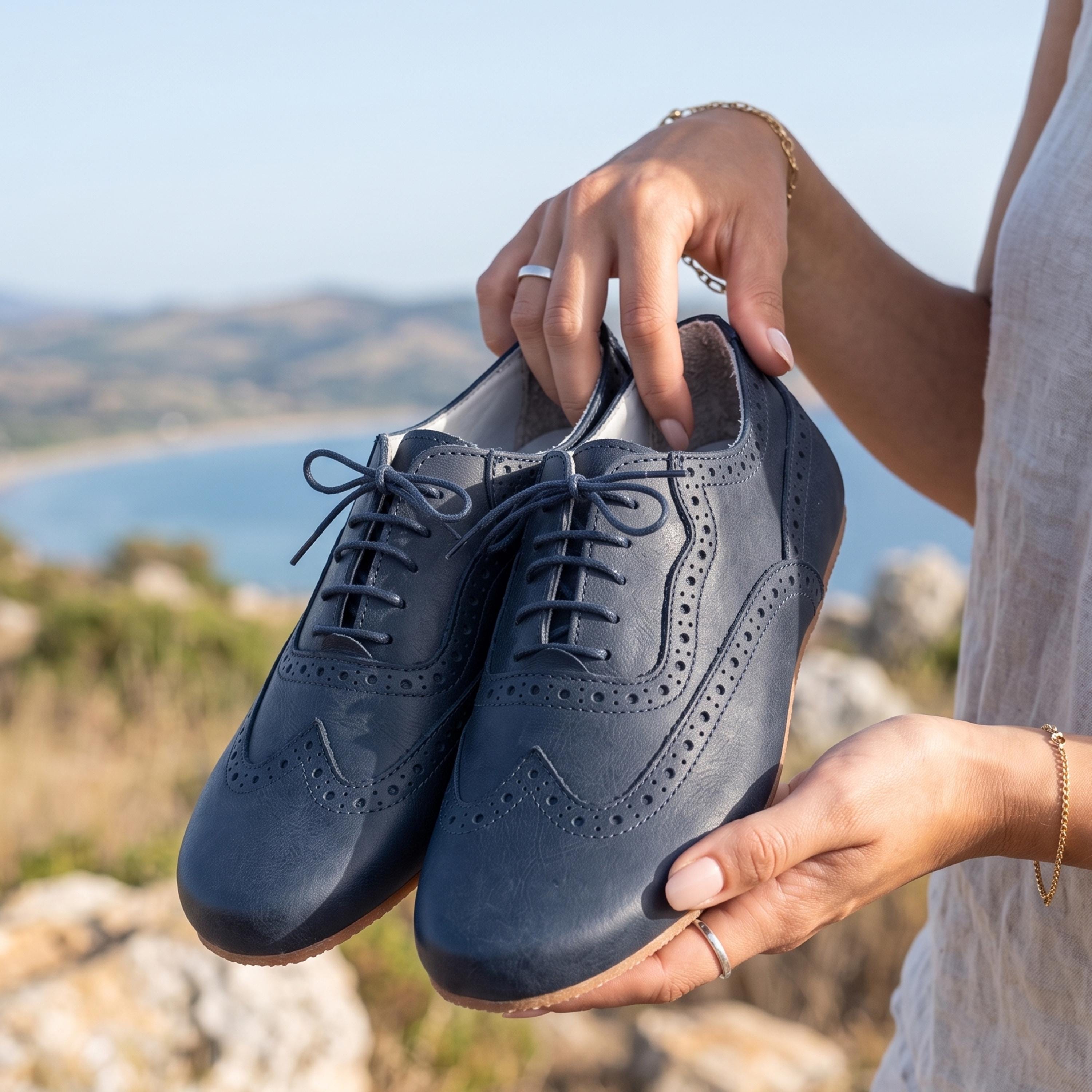 blue dress shoes womens Oxfords Women .stylish Flat Suede Leather Shoes. Pointed Toe Ties Oxford Shoes These womens slip Cobalt Blue - Slip On