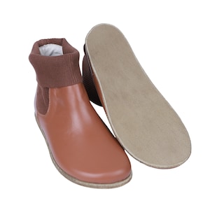 Men&#39;s Wide Toe Barefoot Chelsea Boots: Tan Leather, Zero Drop