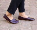 Burgundy Leather Ballerinas: Handmade Barefoot Slip-On Shoes