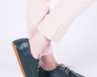 Zapatos Oxford de piel verde hechos a mano: zapatillas descalzas