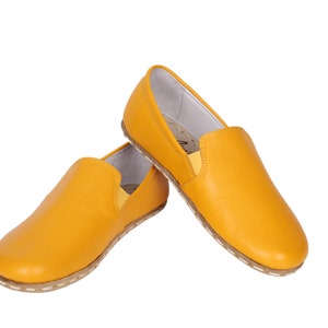 MEN Barefoot MUSTARD Leather Handmade Sport Yemeni Shoes, Natural, Colorful, Slip-On