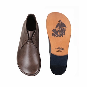 Men's Barefoot BIZON BEIGE CRAZY Leather Chukka Boots, Classic Comfort & Style: Handmade, Boots