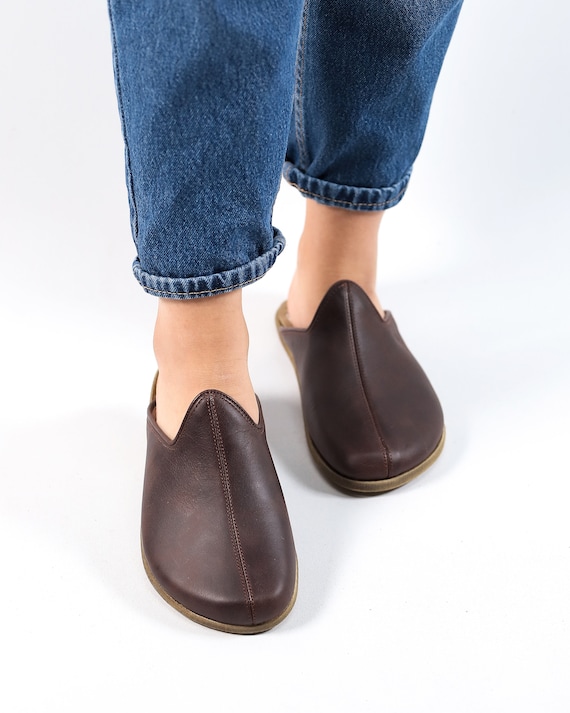 Handmade Chocolate Brown Leather Barefoot Sandals - Zero Drop