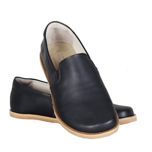 Dames WIDE Zero Drop Barefoot ZWART Sooth Leather Handgemaakt, natuurlijk, kleurrijk, lederen binnenzool en Eva buitenzoolschoenen
