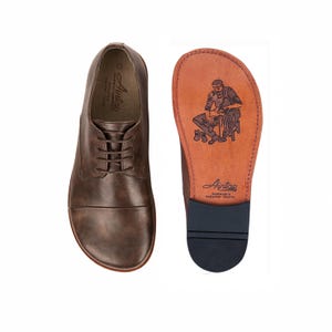 Barefoot DARK BROWN CRAZY leren Oxford-schoenen voor heren, klassiek comfort en stijl: handgemaakt, mocassins