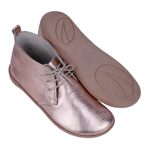 Dames handgemaakte enkellaarsjes Zero Drop, Barefoot ROSE HELDER Leer, Natuurlijk, Kleurrijk, Lederen Binnenzool 6mm Rubber