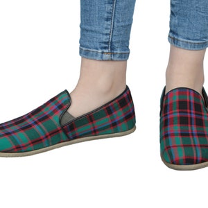 WOMEN Barefoot Tartan Plaid Fabric & Leather Handmade Classic Yemeni Shoes, Natural, Colorful, Slip-On