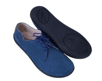 Handmade Nubuck Leather Barefoot Oxford Shoes: Zero Drop, Wide Toe