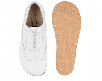 Handmade WHITE SMOOTH Leather Oxford Shoes: Women's Barefoot Moccasins