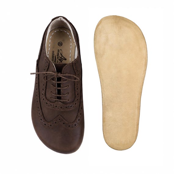 Handmade DARK BROWN CRAZY Leather Oxford Shoes: Women's Barefoot Moccasins