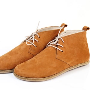 Handmade Men&#39;s Nubuck Leather Barefoot Ankle Booties