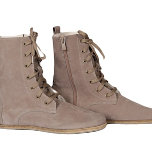 Handmade Mens Smoked Nubuck Leather Barefoot Boots: Zero Drop