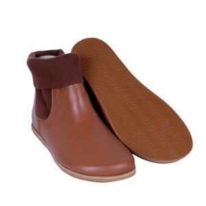 Men&#39;s Wide Toe Barefoot Chelsea Boots: Tan Leather, Zero Drop, Handmade