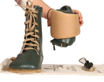Botas descalzas anchas de cuero verde para hombre Hechas a mano