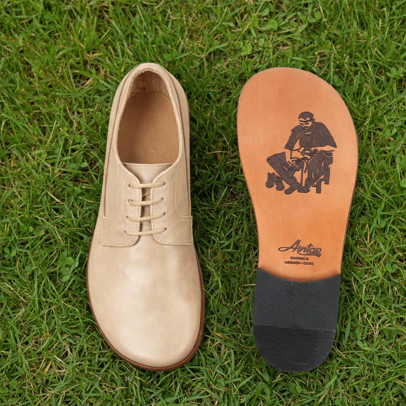 Men's Barefoot UNDYED-CRUST CRAZY Leather Oxford Shoes, Classic Comfort ...