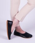Flat Ballet Barefoot Zero Drop BLACK SMOOTH Leather Ballerinas, Leather Handmade Shoes, Slip-On 5mm Rubber Outsole or Leather Outsole