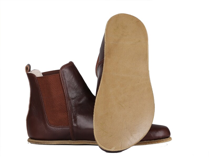 Women Handmade CHELSEA Boots Zero Drop Barefoot DARK BROWN Etsy