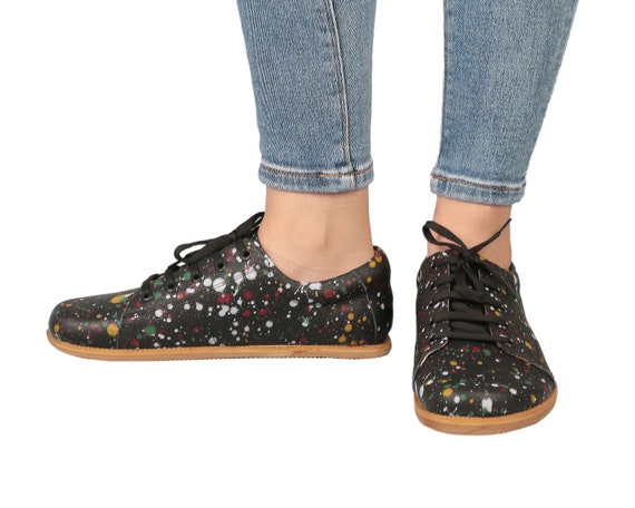 Women's Barefoot Leather Sneakers: Zero Drop, Wide Toe, Handmade Yemeni Shoes