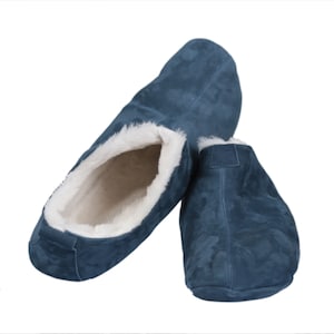 Handmade Nubuck Leather Slippers: Unisex Sheep Fleece Booties
