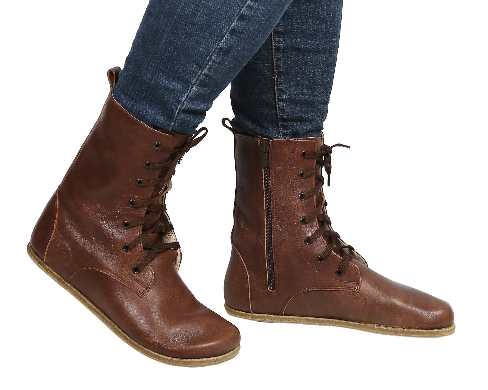 MEN Boots WIDE Zero Drop Barefoot DARK Brown Sooth Leather Etsy