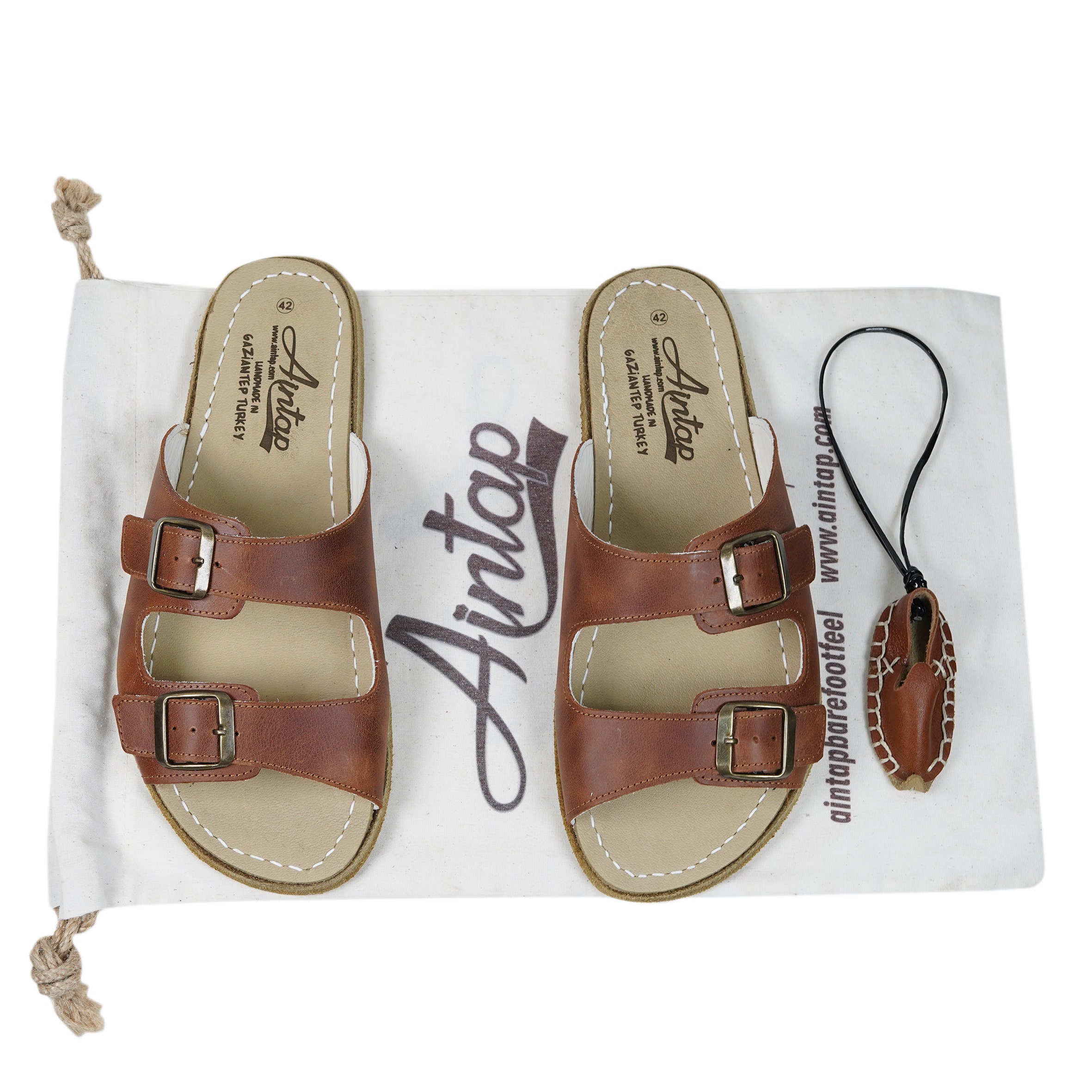 Men Double Strap & ,buckle Barefoot Sandals BROWN CRAZY