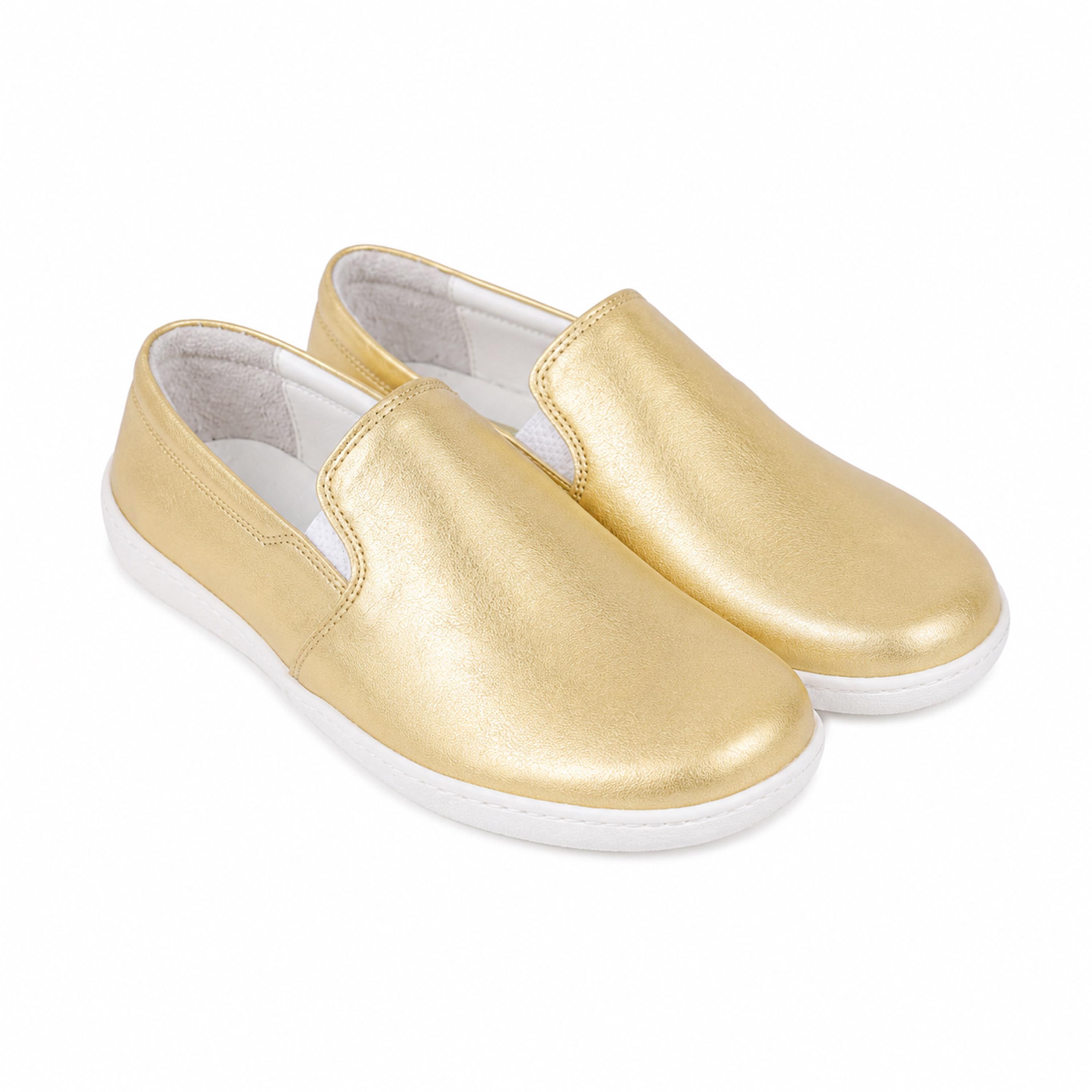 Women Barefoot Gold Brihgt Leather Slip On Shoes, Handmade, Moccasins,…
