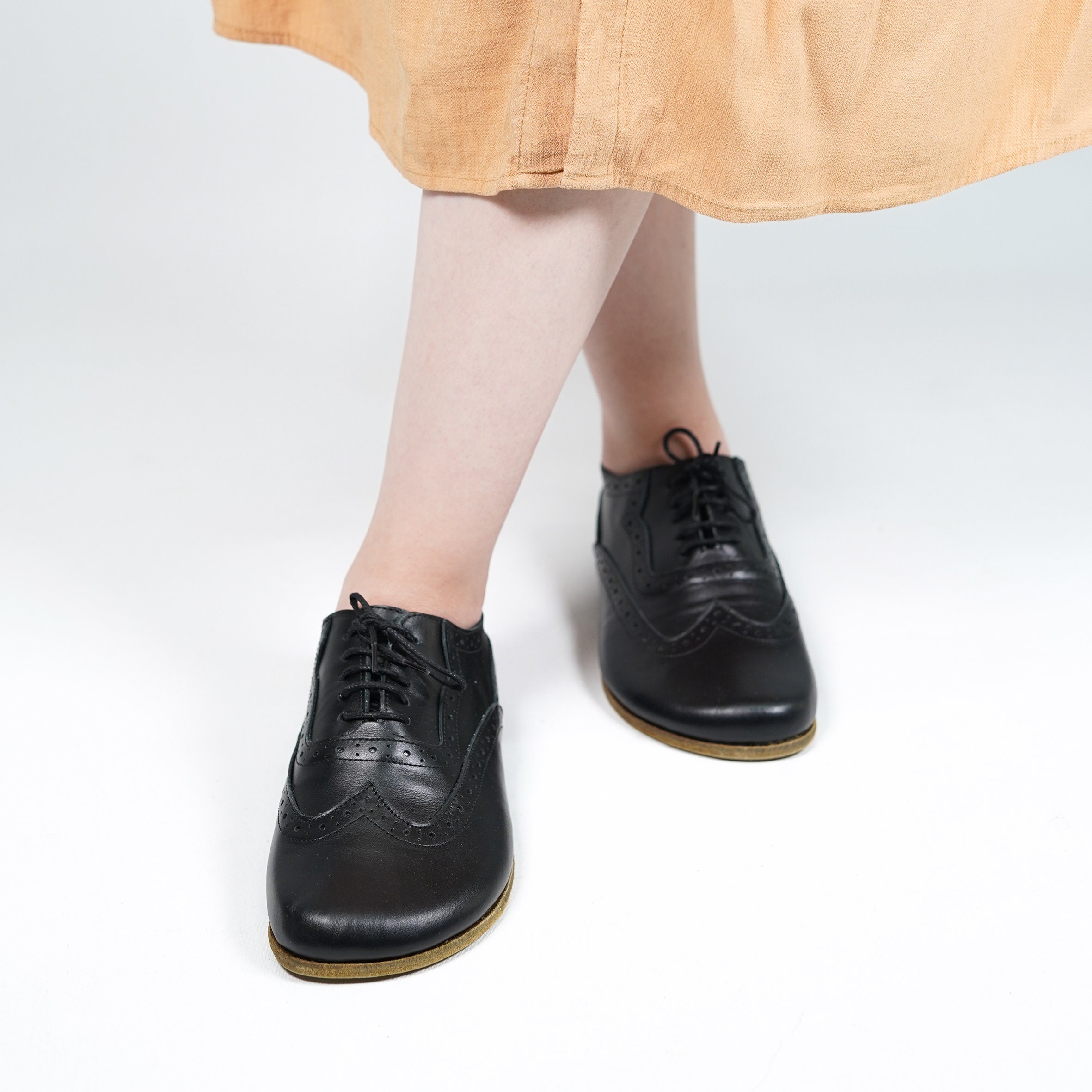 Handmade Black Leather Oxford Barefoot Shoes: Zero Drop