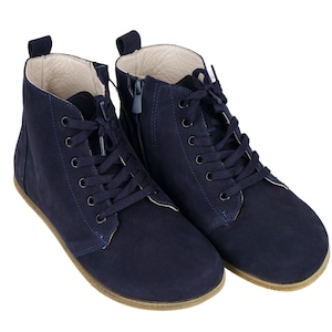 HEREN Bredere Rits & Veters Korte Laarzen Zero Drop Barefoot NAVY Blue Nubuck Lederen Handgemaakte Schoenen, Natuurlijk, Kleurrijk, Slip-On Lederen Buitenzool